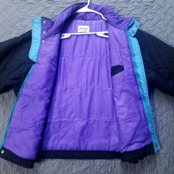 Vintage St. Johns Bay Men's L Ski Coat Jacket Black/Purple 80s 90 100% Nilon - Picture 3 of 12